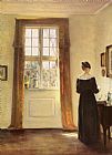 Carl Vilhelm Holsoe Woman In Interior painting